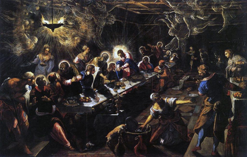 This image has an empty alt attribute; its file name is Tintoretto-Last-supper-1024x651.jpg
